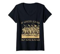 Mujer Genghis Khan Imperio Mongol Jinete Guerrero Horda Dorada Camiseta Cuello V