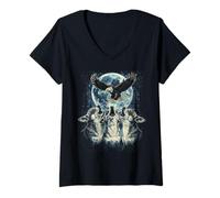 Mujer Geniales Perros Aullando Chihuahua Moon Eagle Camiseta Cuello V