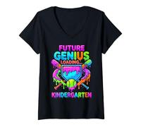 Mujer Genio del jardín de Infantes Regreso a la Escuela Camiseta Cuello V