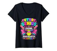 Mujer Genio del jardín de Infantes Regreso a la Escuela Camiseta Cuello V