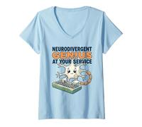 Mujer Genio Neurodivergente En La Codificación del Humor Neurodiversidad En Tecnología Camiseta Cuello V