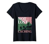 Mujer Geocaching Geocache Not Lost Just Caching Camiseta Cuello V
