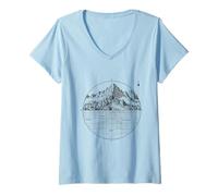 Mujer Geológico Montaña Topografía Mapa Urban Streetwear Edgy Camiseta Cuello V