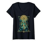 Mujer Geometría Sagrada Baphomet - Simbolismo Esotérico Hermético Arte Camiseta Cuello V