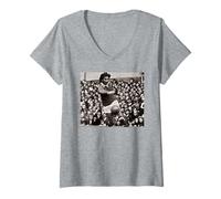 Mujer George Best On The Ball Man Utd Copa Mundial de Fútbol 1971 Camiseta Cuello V