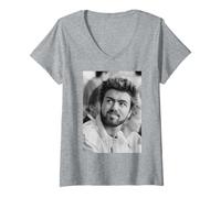 Mujer George Michael en Live Aid Wembley Stadium Soy tu Hombre 1985 Camiseta Cuello V