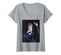 Mujer George Michael Solo Faith World Tour London Post Wham! 1988 Camiseta Cuello V