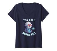 Mujer George Washington 4th July Too Cool for British Rule Camiseta Cuello V
