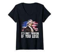 Mujer George Washington 4th of July It’s Only Treason If You Lose Camiseta Cuello V