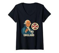 Mujer George Washington No a Inglaterra Divertido 4 de julio Patriótico Camiseta Cuello V