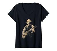 Mujer George Washington Rocker Music Guitar Camiseta Cuello V