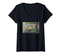 Mujer Georges Seurat A Sunday Afternoon Island of La Grande Jatte Camiseta Cuello V