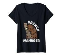 Mujer Gerente De Sucursal Lindo Al Aire Libre Naturaleza Animal Divertido Camiseta Cuello V