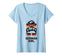 Mujer German Girl Alemania Bandera Nacional Día del Juego Orgullo Espíritu Nacido Camiseta Cuello V