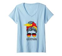 Mujer German Girl German Heritage Germany Flag Camiseta Cuello V
