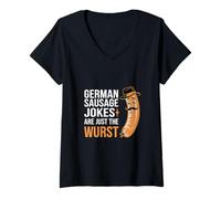 Mujer German Sausage Jokes Are Just The Wurst Bavarian Puns |--- Camiseta Cuello V