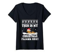Mujer German Shepherd Dog This Is My Christmas Pajama Funny Xmas Camiseta Cuello V