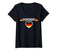 Mujer Germany Retro Vintage Flag Heart National Pride Camiseta Cuello V