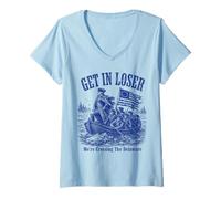 Mujer Get in Loser We're Crossing The Delaware Funny History Camiseta Cuello V
