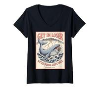 Mujer Get In Loser We're Doing Gods Will Jonah 1:17 Christian Camiseta Cuello V