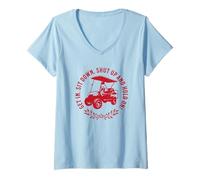 Mujer Get In Sit Down Shut Up and Hold On Divertido diseño de Carrito de Golf Camiseta Cuello V