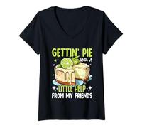 Mujer Gettin' Pie con un Poco de Ayuda de My Friends Key Lime Pie Camiseta Cuello V