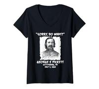 Mujer Gettysburg Pickett Historia Humor Julio 3 1863 Cita de Batalla Camiseta Cuello V