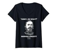 Mujer Gettysburg Pickett Historia Humor Julio 3 1863 Cita de Batalla Camiseta Cuello V