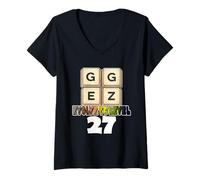 Mujer GG Easy - Divertido Mensaje en alemán para el 27º cumpleaños Camiseta Cuello V