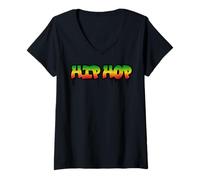 Mujer Ghetto Blaster Radio Hip Hop Dance Melanina Rap Radio Divertido Camiseta Cuello V
