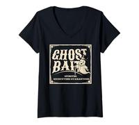 Mujer Ghost Bait Spirited Encounters Garantizado Divertido Halloween Camiseta Cuello V