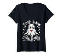 Mujer Ghost Halloween The Boo Crew Divertido Halloween Hombres Mujeres Niños Camiseta Cuello V