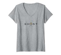 Mujer Ghost of Yotei Black Lettering Gingko Leaf Logo Video Game Camiseta Cuello V