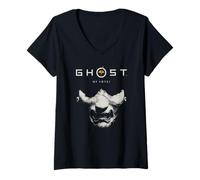 Mujer Ghost of Yotei Samurai Mask with Logo Video Game Camiseta Cuello V