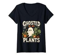 Mujer Ghosted by My Plants Halloween Women Girls Camiseta Cuello V
