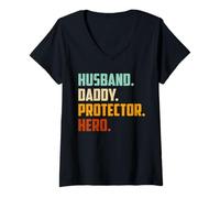 Mujer Gift For Dad Father's Day Bday, Husband Daddy Protector Hero Camiseta Cuello V