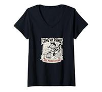 Mujer Gigante Gato Negro Fijación Primus No Se Porta Mal 1930 Dibujos Animados Camiseta Cuello V