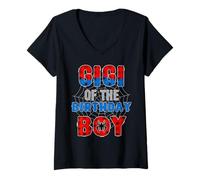 Mujer Gigi of The Birthday Boy Family Spider Web Fiesta de cumpleaños Camiseta Cuello V