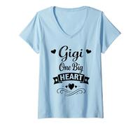 Mujer Gigi One Big Heart - Orgullosa Familia Amorosa Nietos Abuela Camiseta Cuello V