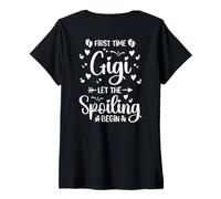 Mujer Gigi por Primera Vez Deja Que comience el estropeo (en la Parte Posterior) Camiseta Cuello V