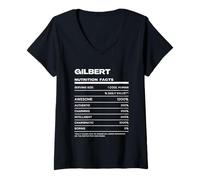 Mujer Gilbert Datos de Nutrición Nombre Gracioso Camiseta Cuello V
