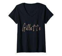 Mujer Gillette Wyoming Vintage diseño Elegante Camiseta Cuello V