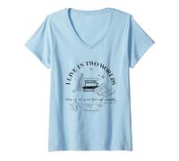 Mujer Gilmore Girls I Live in a Two Worlds Camiseta Cuello V