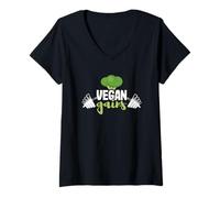 Mujer Gimnasio Divertido Entrenamiento Dieta Basada en Plantas Fitness Vegano Camiseta Cuello V
