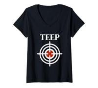 Mujer Gimnasio Teep Target Bullseye Muay Thai, Kick Boxing, MMA Fighter Camiseta Cuello V