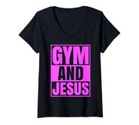 Mujer Gimnasio y Jesús Entrenador Cristiano Grace God Atleta Levantamiento Camiseta Cuello V