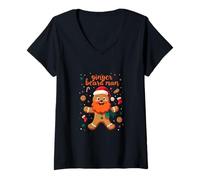 Mujer Ginger Beard Man - Lindo Juego de Palabras de Galletas navideñas Camiseta Cuello V