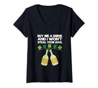 Mujer Ginger St. Patrick Cómprame una Bebida y no te robaré el Alma Camiseta Cuello V