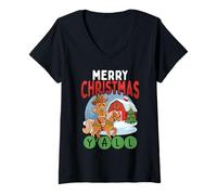 Mujer Gingerbread Cowgirl, Divertida, Feliz Navidad a Todos, país Camiseta Cuello V
