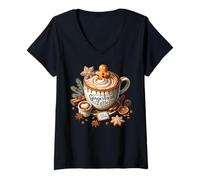 Mujer Gingerbread Latte Graphic For Women Christmas Coffee Mug Camiseta Cuello V